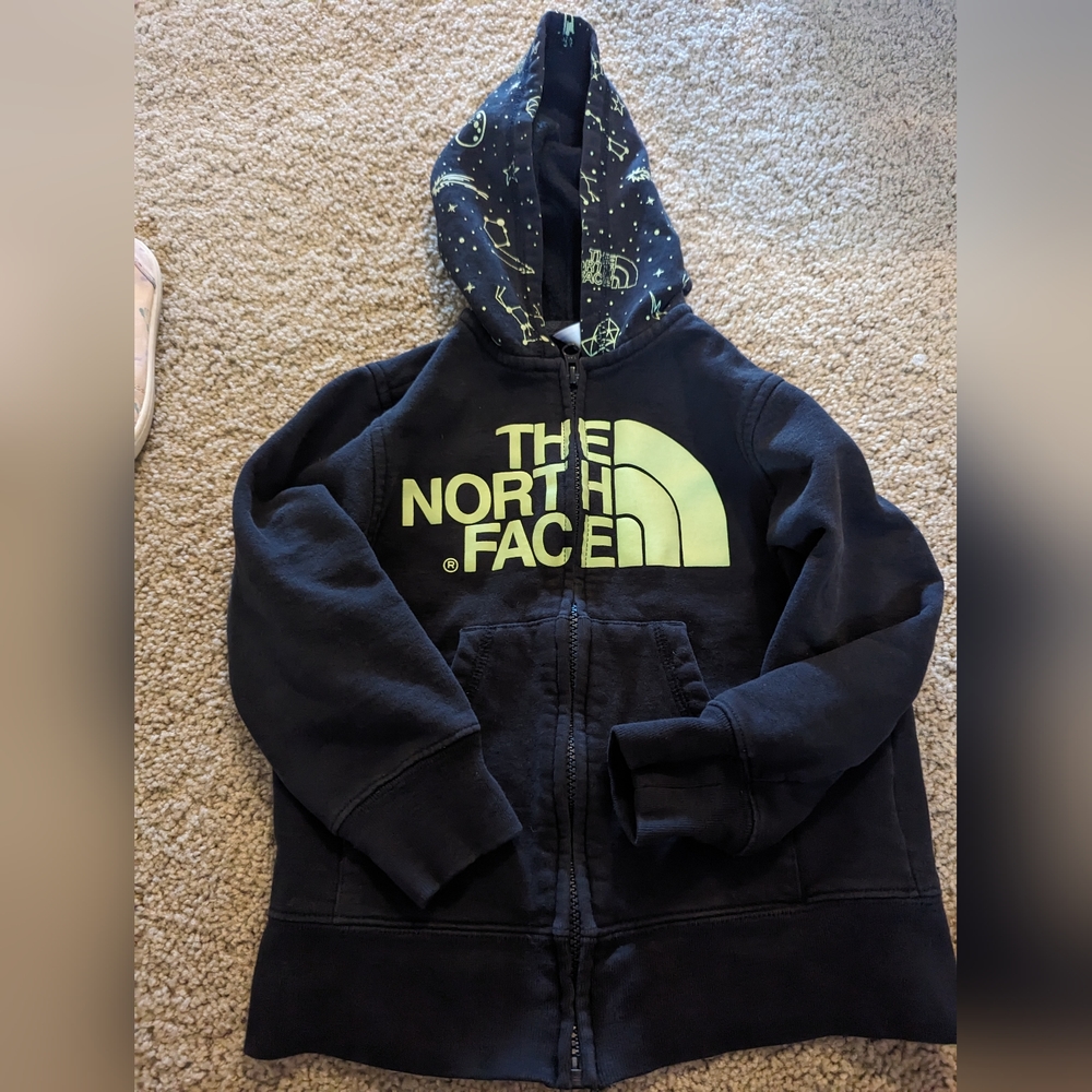Toddler North Face black and green hoodie